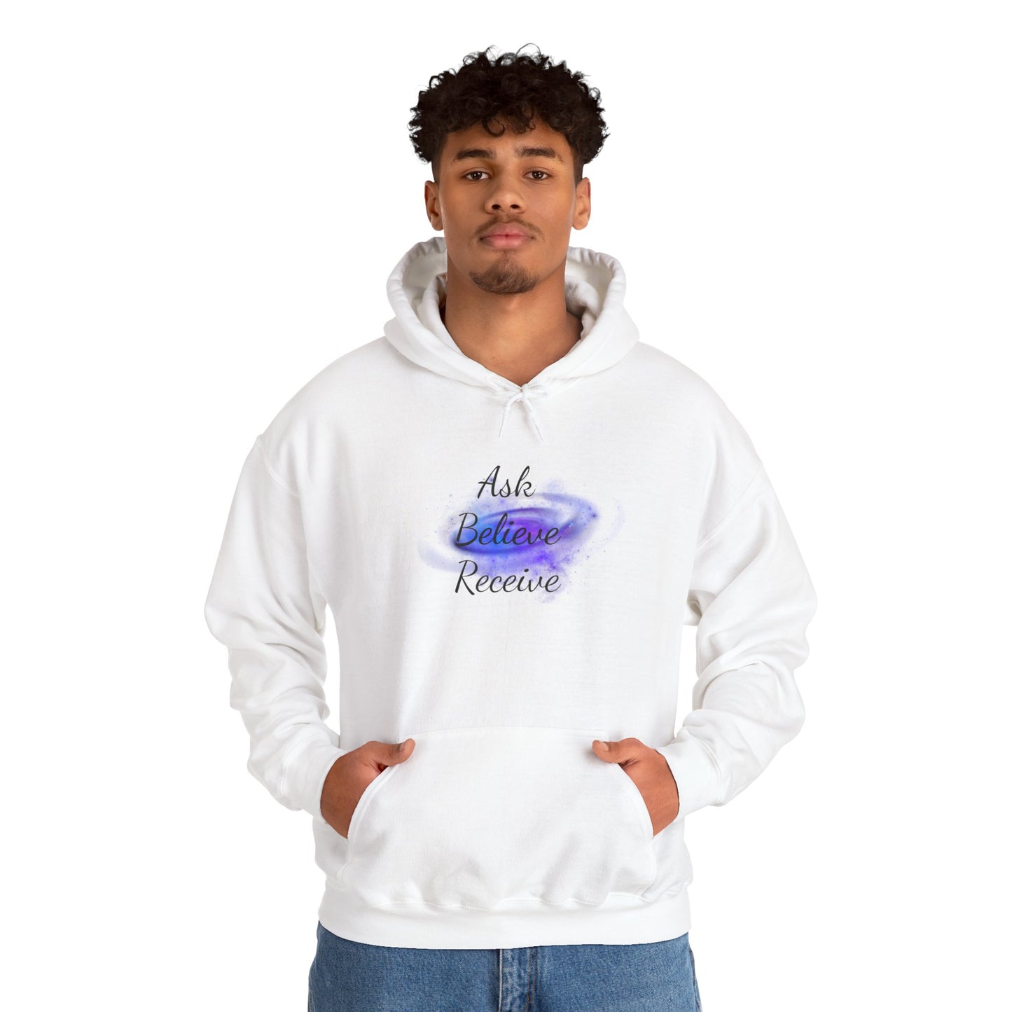 Ask Believe Receive Hoodie | Spiritual Manifestation Sweatshirt for Meditation & Mindfulness