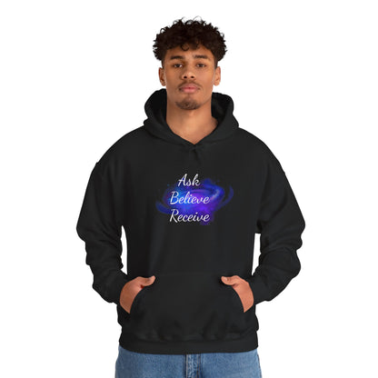 Ask Believe Receive Hoodie | Spiritual Manifestation Sweatshirt for Meditation & Mindfulness