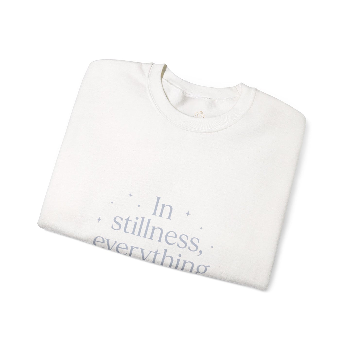 In Stillness, Everything Shines – Minimalist Winter Quote Sweatshirt