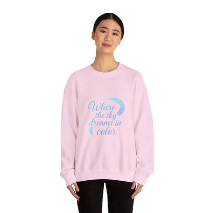 Where the Sky Dreams in Color – Celestial Moon Sweatshirt (Unisex, Multicolor Print)