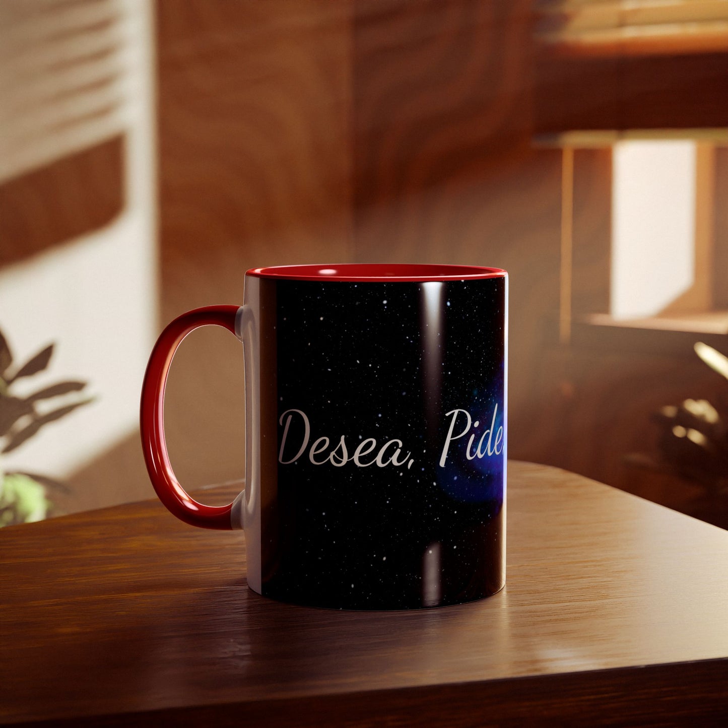 Elegante taza   "Desea, Pide, Cree, Recibe", afirmación de la ley de la atracción, ideas de regalos, frases inspiradoras.