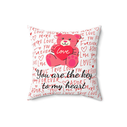 Square Pillow - You Are the Key to My Heart Design - Home Decor Accent Pillow, Valentines Day