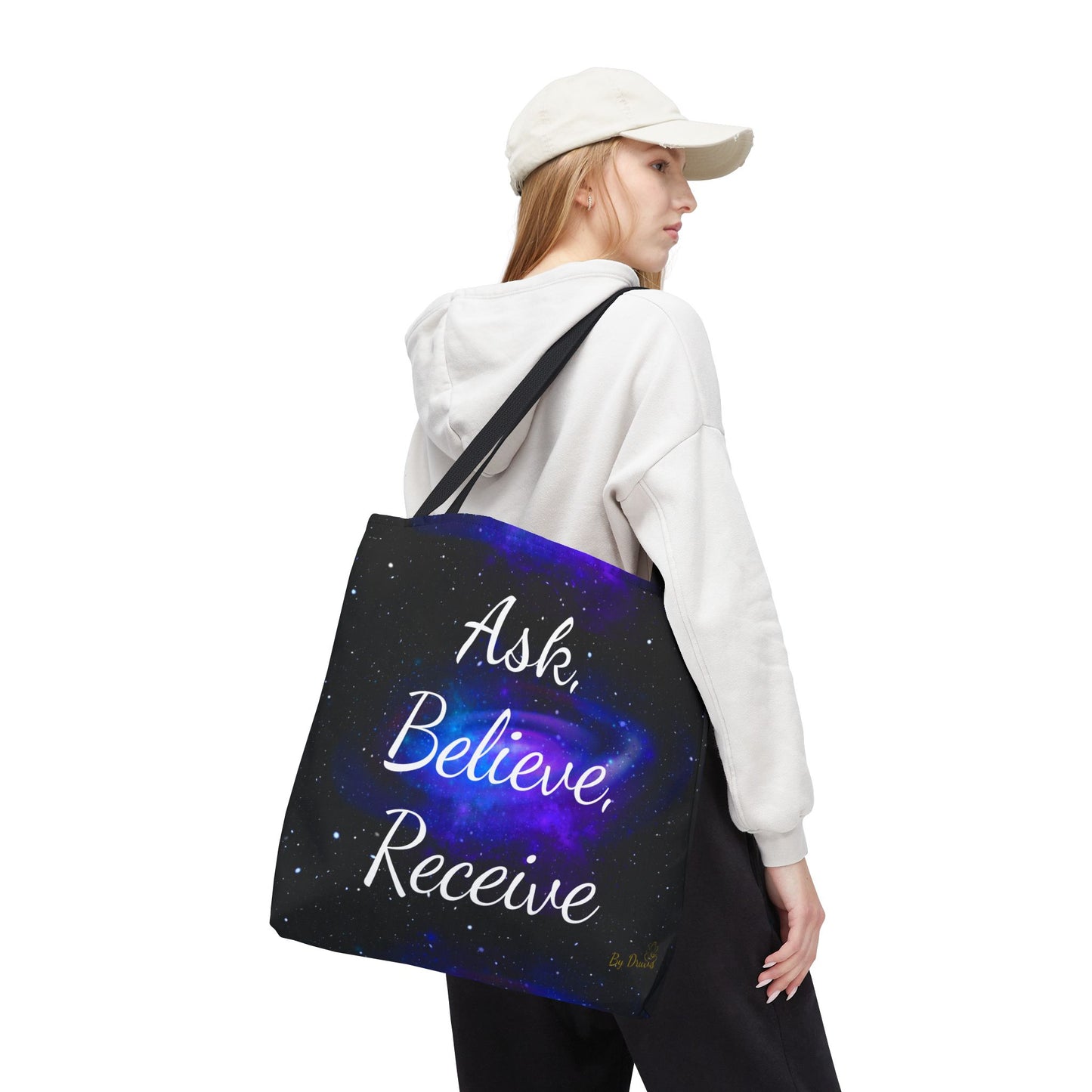 Ask Believe Receive Tote Bag – Manifestation Galaxy Shopper by Druvs