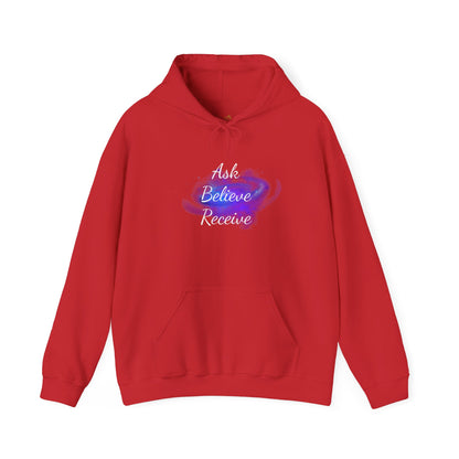 Ask Believe Receive Hoodie | Spiritual Manifestation Sweatshirt for Meditation & Mindfulness