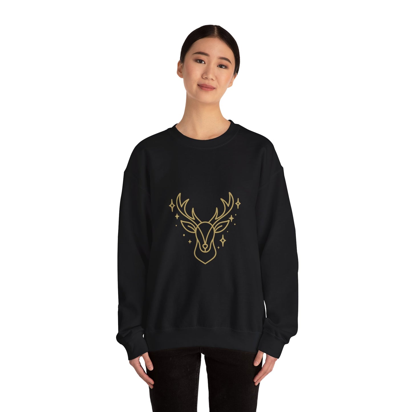 Minimalist Gold Reindeer Sweatshirt – Elegant Holiday Sweater