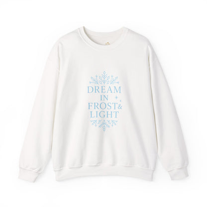 Dream in Frost & Light – Navy Winter Affirmation Sweatshirt | Cozy Snowflake Edition