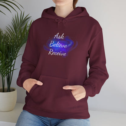 Ask Believe Receive Hoodie | Spiritual Manifestation Sweatshirt for Meditation & Mindfulness