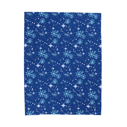 Winter Soft Blanket - Star Snowflake Blue Background Pattern