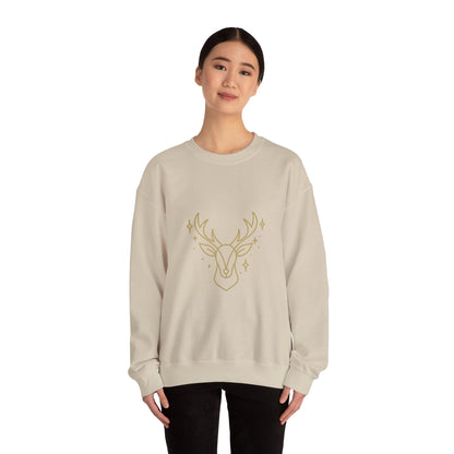 Minimalist Gold Reindeer Sweatshirt – Elegant Holiday Sweater