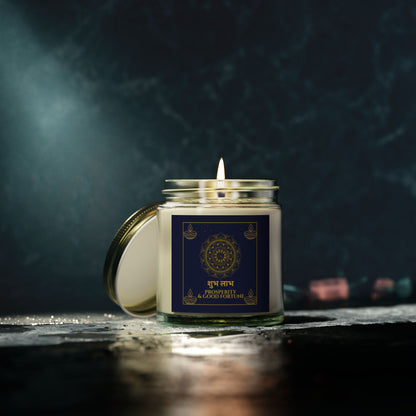 Shubh Labh Prosperity Candle – Diwali Scented Jar with Mandala & Mantra Design