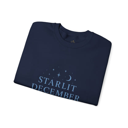 Starlit December Nights – Forest Green Winter Sweatshirt | Cozy Celestial Edition