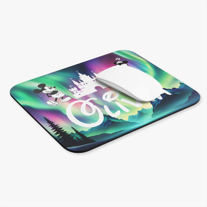 Personalized Disney-Inspired Mousepad – Name with Castle & Aurora Lights