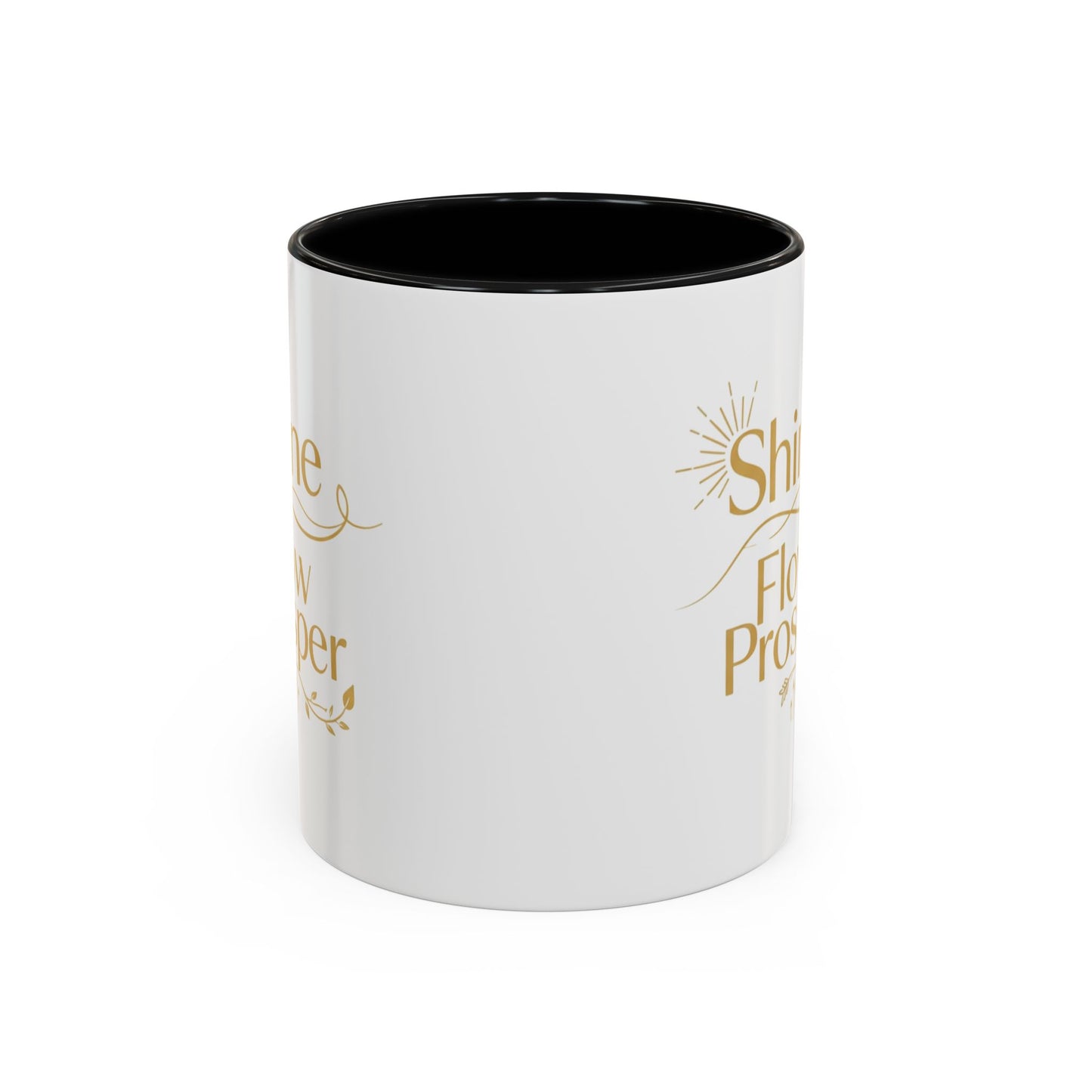 Shine, Flow, Prosper Luxe Mug – Gold Affirmation Ceramic Cup by Druvs