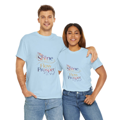 Shine Flow Prosper T-Shirt – Cosmic Manifestation Tee by Druvs