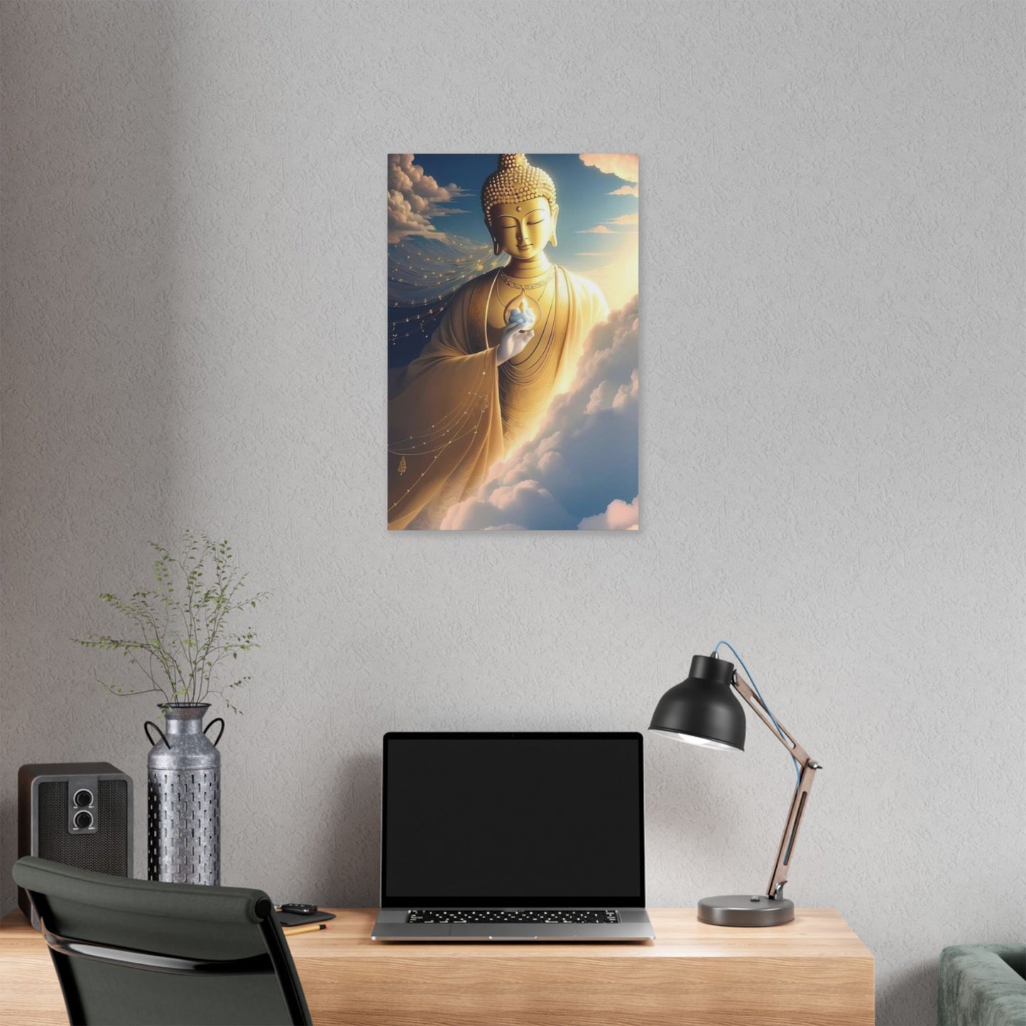 Golden Buddha Canvas – Enlightenment Wall Art for Sacred Spaces