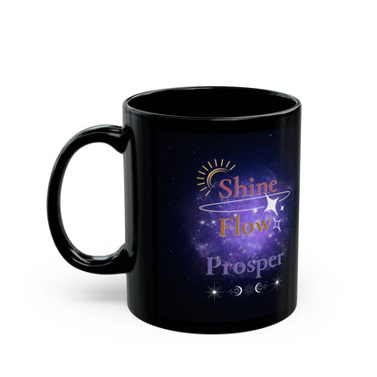 Shine Flow Prosper Mug – Cosmic Manifestation Black Edition | By Druvs