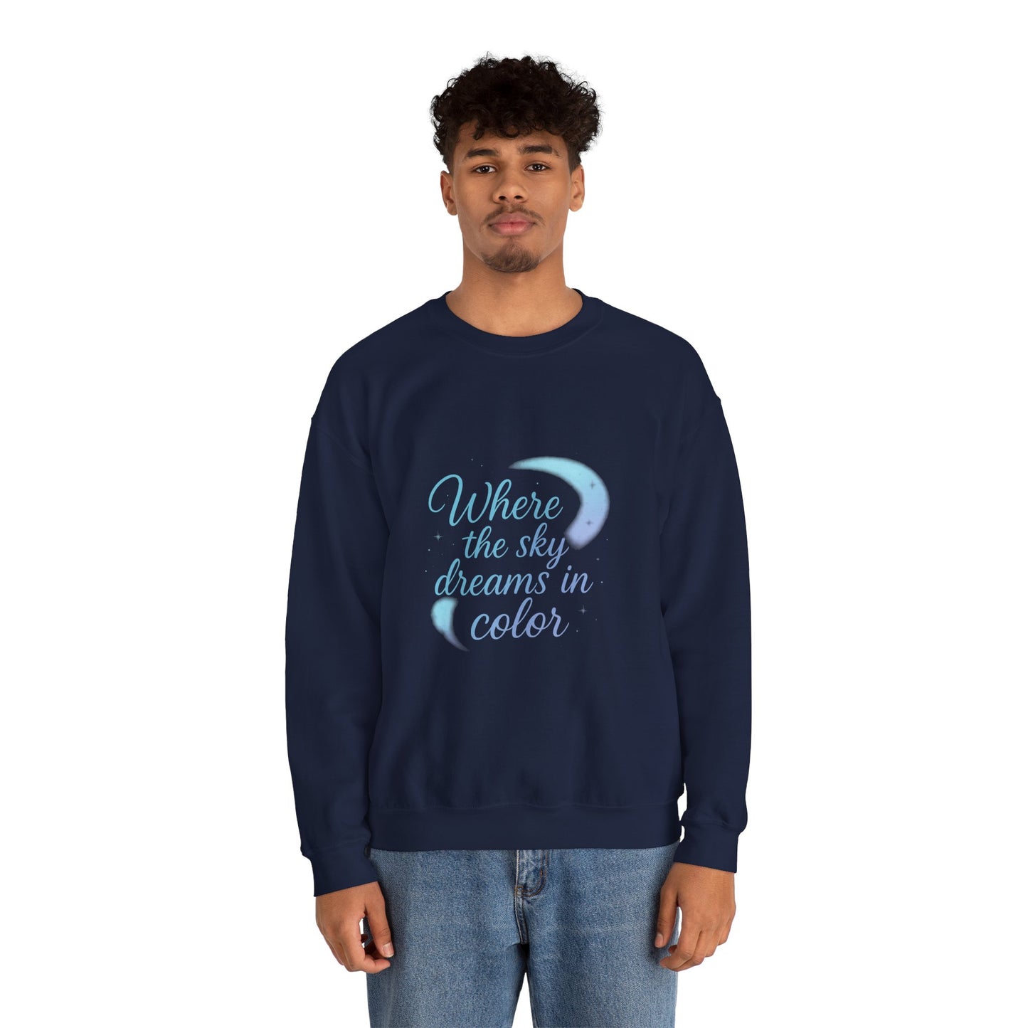 Where the Sky Dreams in Color – Celestial Moon Sweatshirt (Unisex, Multicolor Print)