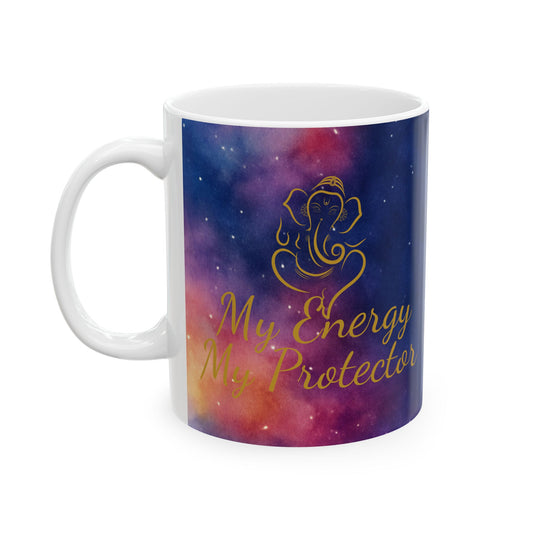 Ganesh Galaxy Mug – “My Energy My Protector” (11oz Ceramic)