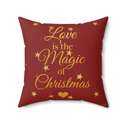 Love is the Magic of Christmas Cushion – Festive Red Throw Pillow