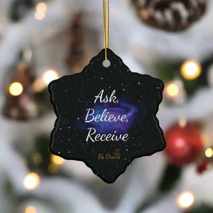 Holiday Ornament, Christmas Ornament. Ask Believe Receive, Law of Attraction