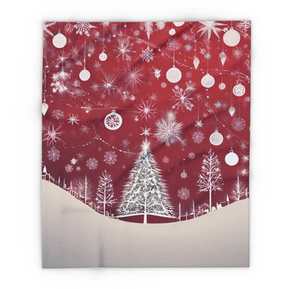 Fleece Red Blanket Christmas Tree Snowflake Pattern