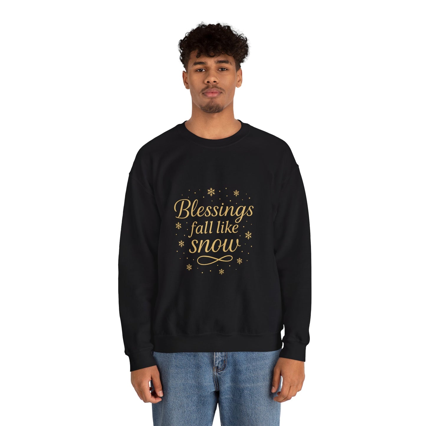 Blessings Fall Like Snow – Cozy Winter Affirmation Sweatshirt (Unisex)