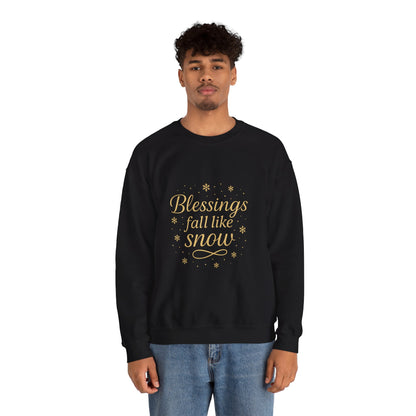 Blessings Fall Like Snow – Cozy Winter Affirmation Sweatshirt (Unisex)