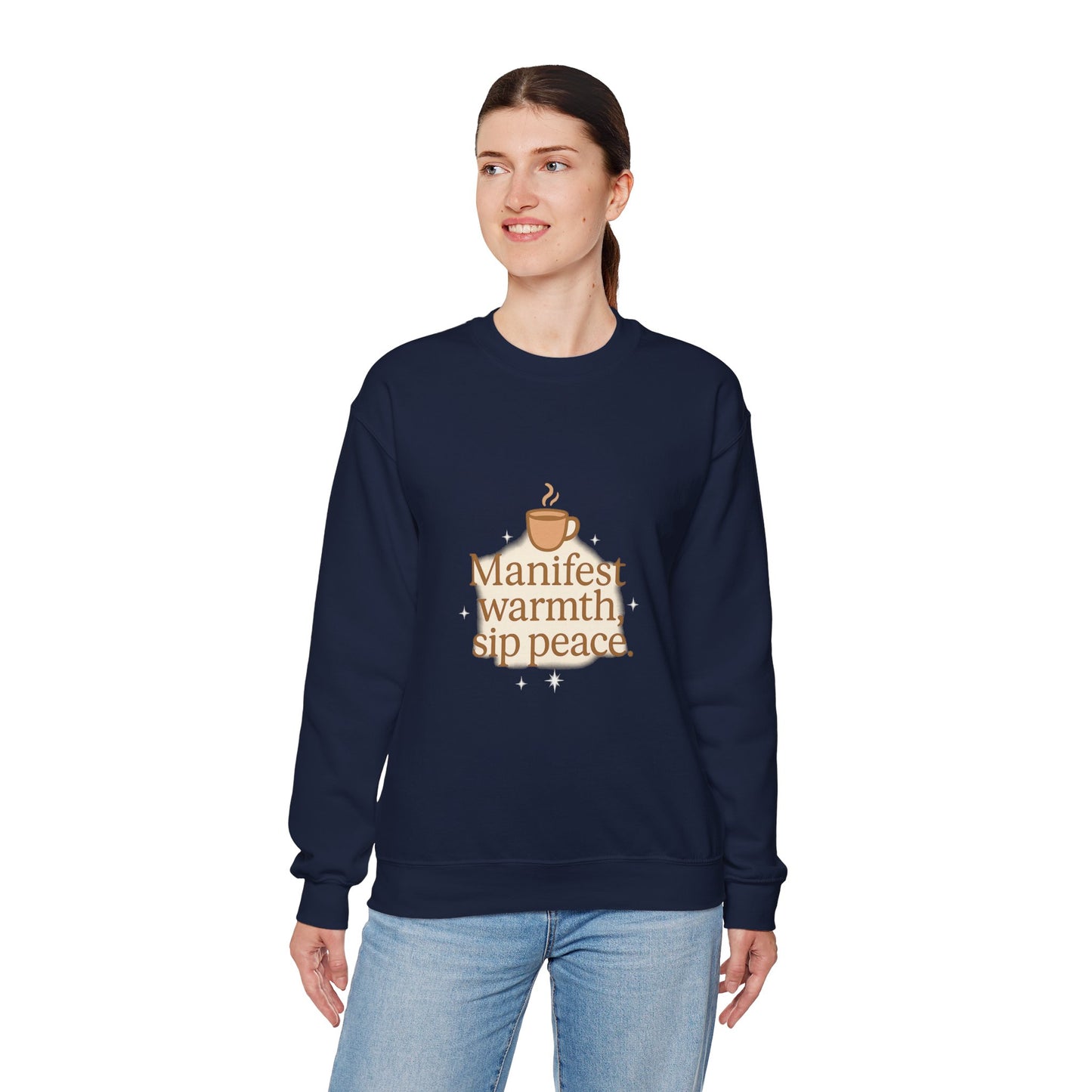 Manifest Warmth, Sip Peace – Cozy Winter Affirmation Sweatshirt (Unisex)