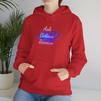 Ask Believe Receive Hoodie | Spiritual Manifestation Sweatshirt for Meditation & Mindfulness