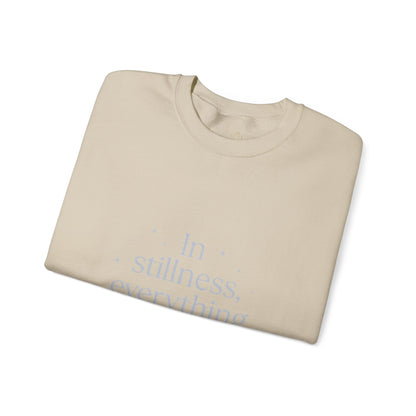 In Stillness, Everything Shines – Minimalist Winter Quote Sweatshirt