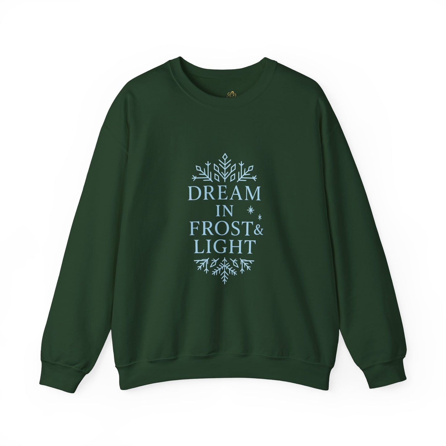 Dream in Frost & Light – Navy Winter Affirmation Sweatshirt | Cozy Snowflake Edition