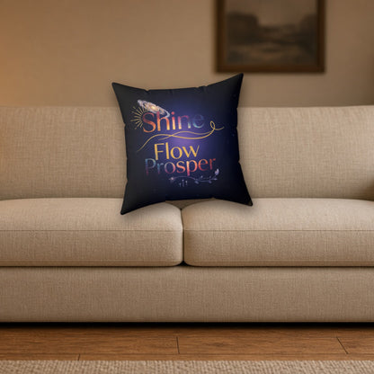 Shine Flow Prosper cosmic galaxy cushion styled on a sofa in a cozy living room