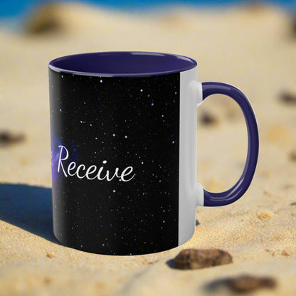 Elegant Coffee Mug Two Tone, Ask, Believe, Receive, Law of Attraction, Gift