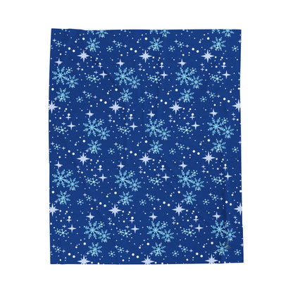 Winter Soft Blanket - Star Snowflake Blue Background Pattern