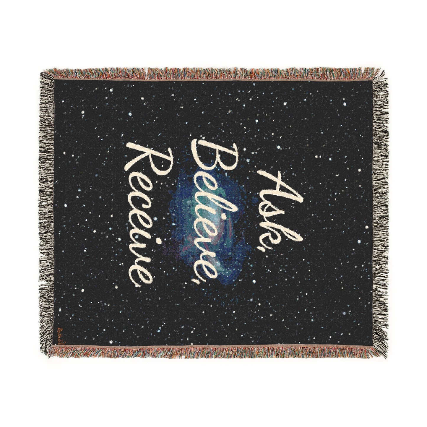 Inspirational Woven Blanket - Ask Believe Receive Design