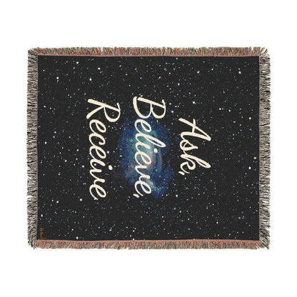 Inspirational Woven Blanket - Ask Believe Receive Design