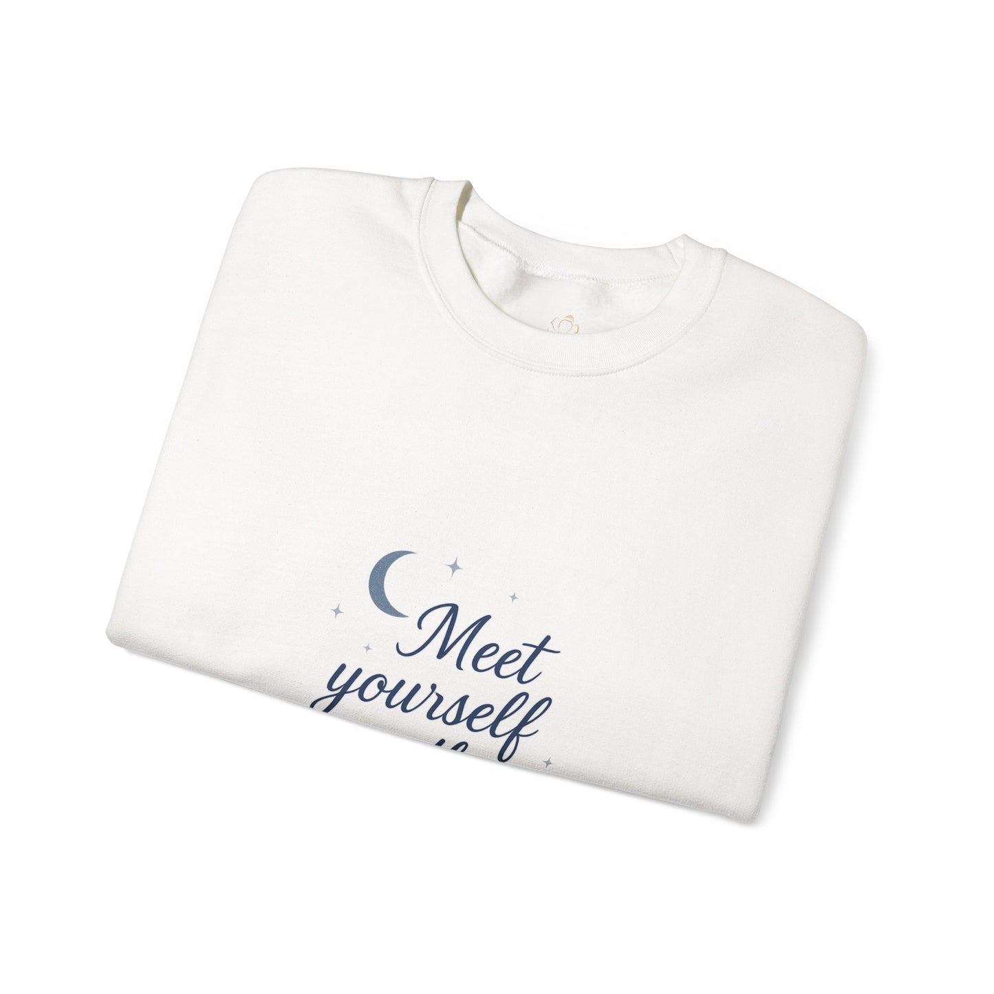 Meet Yourself in the Moonlight – Self-Reflection Quote Sweatshirt (Unisex)