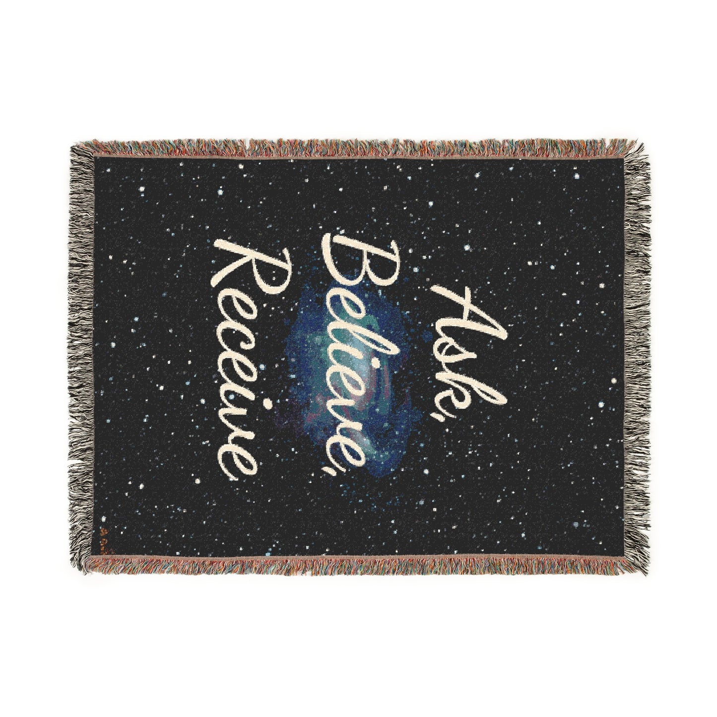 Inspirational Woven Blanket - Ask Believe Receive Design