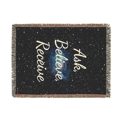 Inspirational Woven Blanket - Ask Believe Receive Design