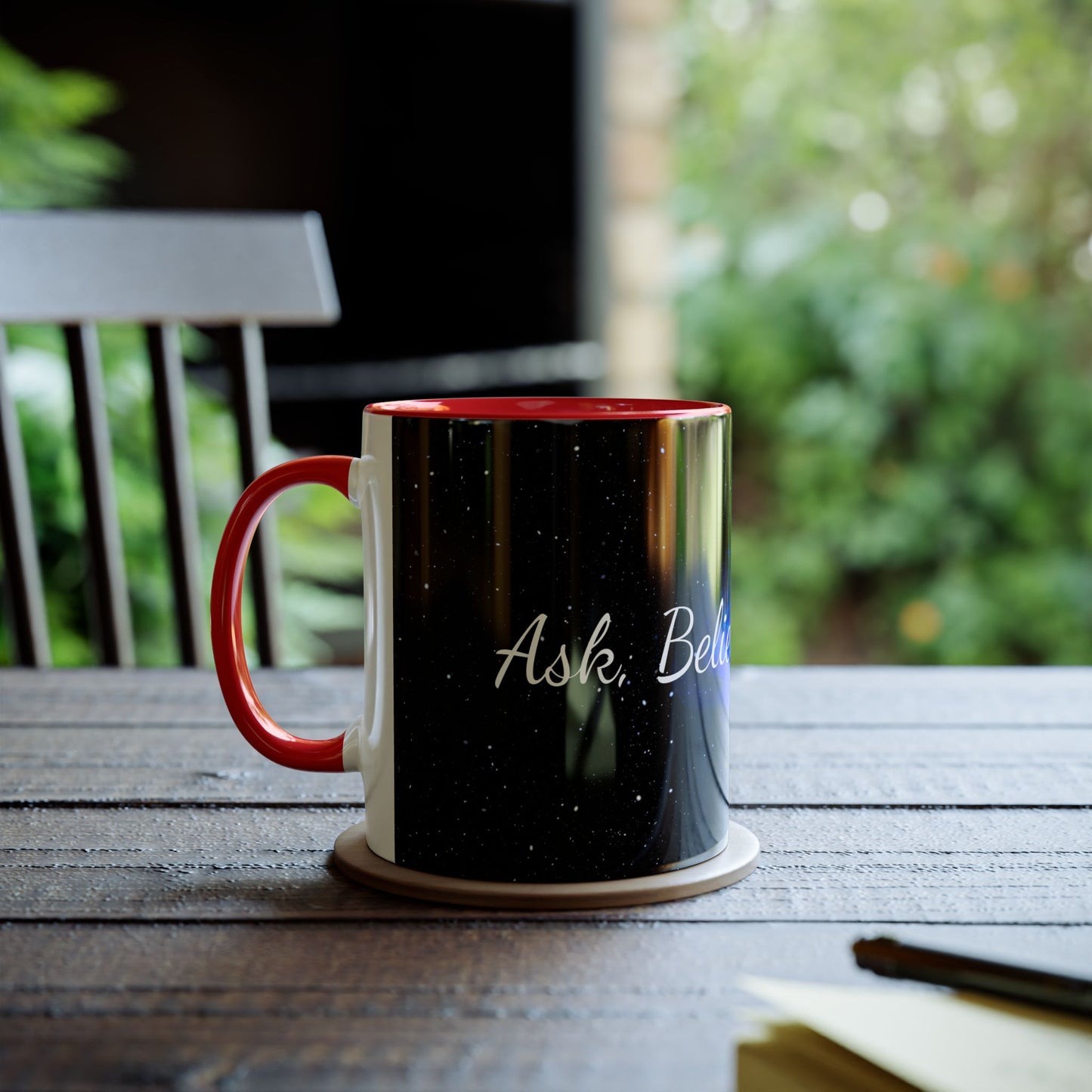 Elegant Coffee Mug Two Tone, Ask, Believe, Receive, Law of Attraction, Gift