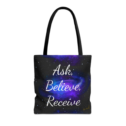 Ask Believe Receive Tote Bag – Manifestation Galaxy Shopper by Druvs