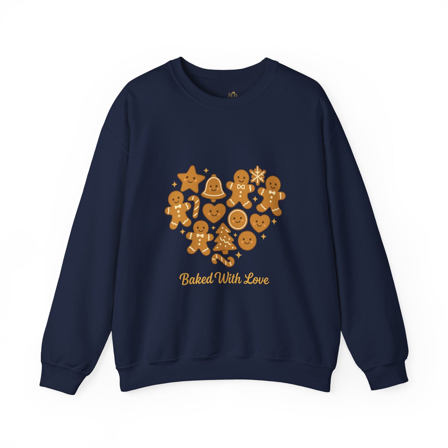“Baked With Love” Gingerbread Cookie Sweatshirt – Holiday Unisex Cozy Pullover