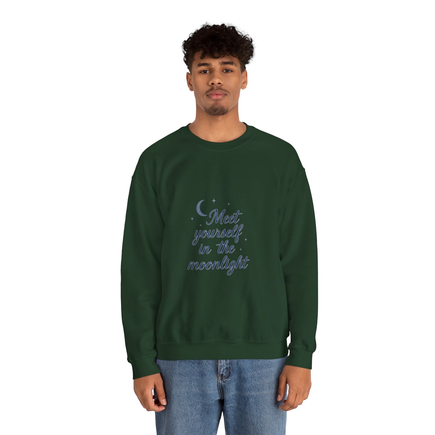 Meet Yourself in the Moonlight – Self-Reflection Quote Sweatshirt (Unisex)