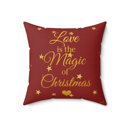 Love is the Magic of Christmas Cushion – Festive Red Throw Pillow