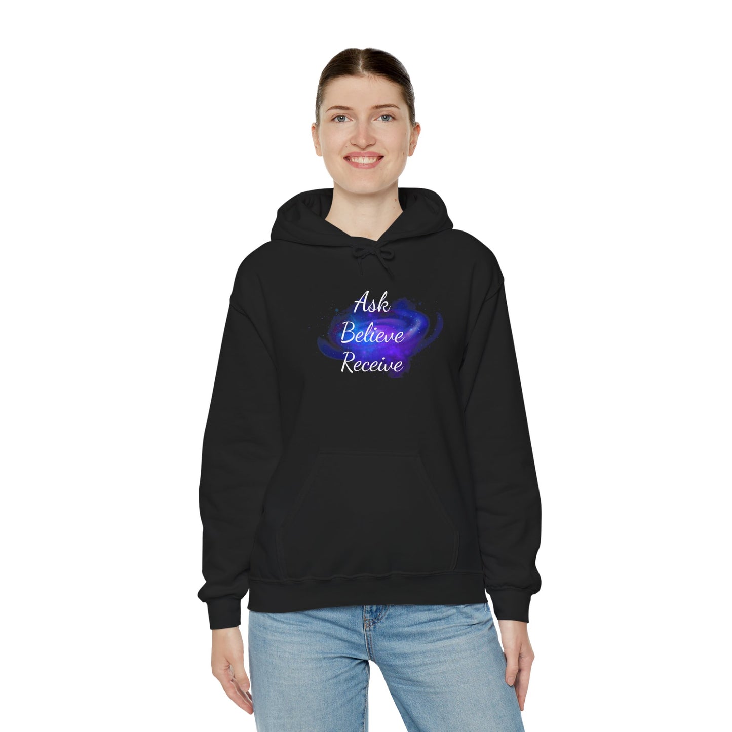 Ask Believe Receive Hoodie | Spiritual Manifestation Sweatshirt for Meditation & Mindfulness
