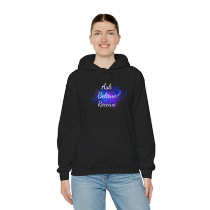 Ask Believe Receive Hoodie | Spiritual Manifestation Sweatshirt for Meditation & Mindfulness