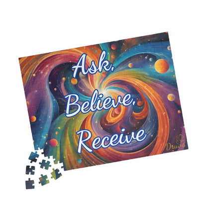 Ask. Believe. Receive. Cosmic Puzzle – Law of Attraction Jigsaw for Manifestation Lovers
