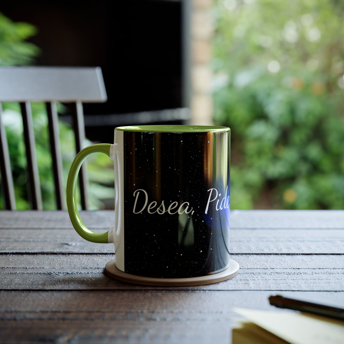 Elegante taza   "Desea, Pide, Cree, Recibe", afirmación de la ley de la atracción, ideas de regalos, frases inspiradoras.