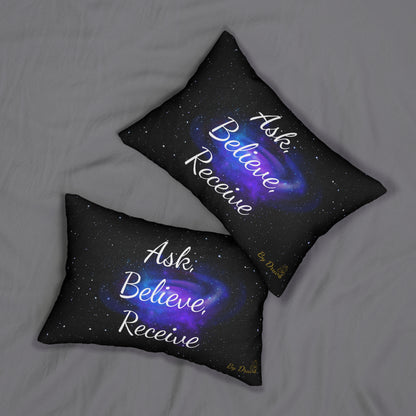 Pillow, Rectangle Pillow, Ask, Believe, Receive, Law of Attraction, Home Deco, Living Room Spun Polyester Lumbar Pillow