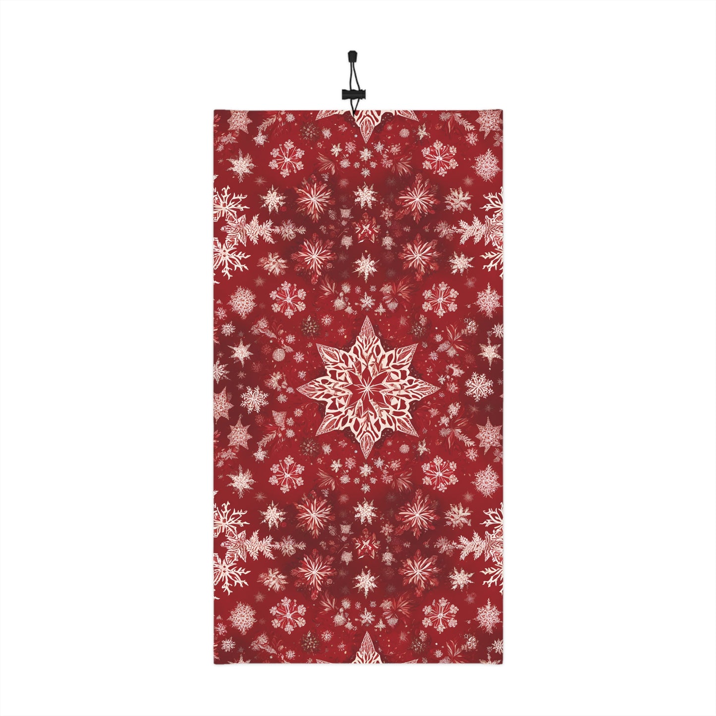 Red Snowflake Neck Gaiter – Winter Face Cover with Adjustable Drawstring